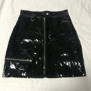 Black PVC High Waisted Skirt Gothic Punk Emo Mall Goth Y2K XS